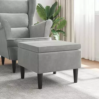 vidaXL Hocker mit Holzbeinen Hellgrau Samt (329436)