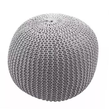 Mendler HWC-E16 Strickpouf 40x50cm, grau (65080)