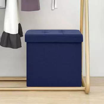 vidaXL Hocker mit Stauraum Blau Leinenoptik (338767)