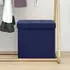 vidaXL Hocker mit Stauraum Blau Leinenoptik (338767)