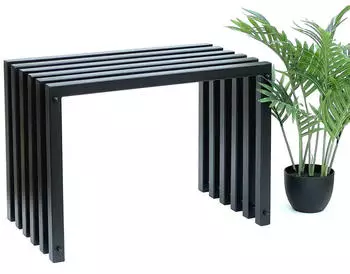 DanDiBo Ela Lamellenhocker Metall, schwarz, wetterfest, 60cm (96447)