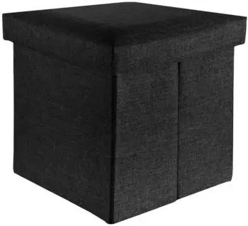 Intirilife Sitzwürfel faltbar mit Stauraum, Stoff, Schwarz, 38x38x38cm (IL-100060)