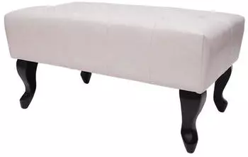 MCW Oxford Ottomane Chesterfield Kunstleder creme-wei&szlig; 77x39x47cm