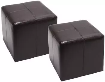Mendler Onex Sitzhocker Aufbewahrungsbox Leder + Kunstleder, 36x36x36cm, 2er-Set