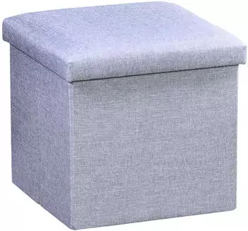 Kesper Sitzhocker-Box Grau, Textil/Holzwerkstoff, 38x38x38cm, Deckel abnehmbar (88781406-0)