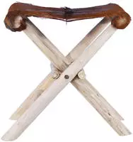 vidaXL Klapphocker Ziegenleder und Massivholz Teak