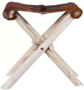 vidaXL Klapphocker Echtleder und Massivholz Teak (288815)