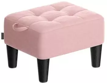 Songmics Sitzhocker Samt, dicke Polsterung, pastellrosa-tintenschwarz (LOM501R01)