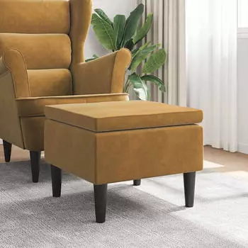 vidaXL Hocker mit Holzbeinen Braun Samt (329444)