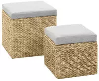 vidaXL Ottoman-Set 2 Stk. Seegras Grau