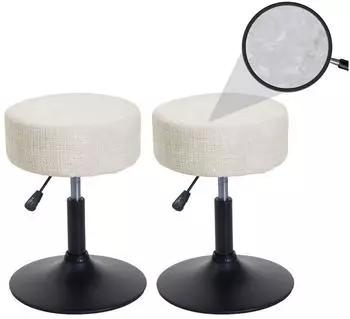 MCW C22 Sitzhocker 2er-Set Chenille h&ouml;henverstellbar, creme-wei&szlig; (MCW-C22)