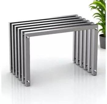 DanDiBo Sitzhocker Edelstahl Lamellendesign Outdoor 60cm (96643)