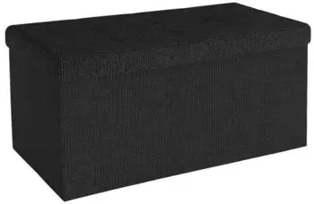 Intirilife Faltbare Sitzbank Sitzwürfel mit Stauraum, Stoff, Schwarz, 76x38x38cm (IL-100613)