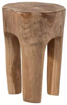Massivmoebel24 Hocker Teak Wurzel 30x30x40cm natur lackiert (54-100-901-0054)