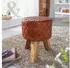 Finebuy Sitzhocker Echtleder 35x46x35 cm Fußhocker Rund Lederhocker Massivholz