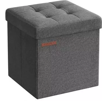 Songmics Aufbewahrungshocker faltbar W&uuml;rfel 30x30cm 130kg Dunkelgrau (LSF028G01)