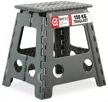 Relaxdays Klapphocker rutschfest, 4er Set, grau