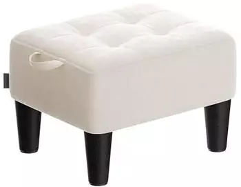 Songmics Sitzhocker Samt, dicke Polsterung, cappuccinobeige-tintenschwarz (LOM501W01)