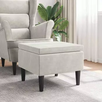 vidaXL Hocker mit Holzbeinen Samt Creme (329445)