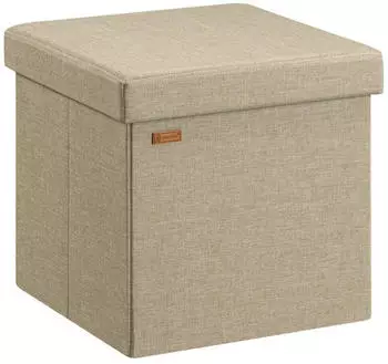 Casaria Faltbarer Polsterhocker mit Stauraum 38x38x38cm Leinen Gepolstert 40L (109838)