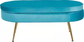 SalesFever Sitzpouf oval Samt-Stoff 99x44x40 cm blau/gold