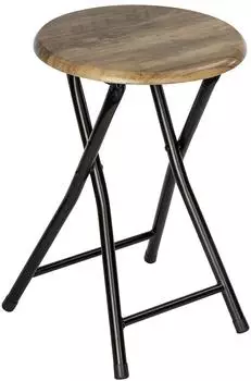 Wenko Hocker Forio Industrial-Stil, klappbar, Stahl/MDF, &Oslash;30x46cm, Schwarz/Braun