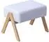 Relaxdays Fußhocker Bambus & Stoff, gepolstert, 30x40x28cm, Creme/Natur (10052370_550)
