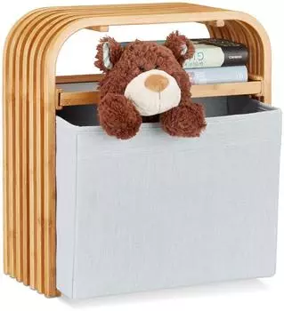Relaxdays Sitzhocker mit Aufbewahrung, Bambus, grau (2,4kg)