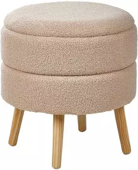 Beliani Okaton Hocker mit Stauraum, Bouclé, beige (557463)
