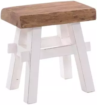 Xtradefactory Hocker "Vintage 40" Massivholz recycelt, 43x45x27cm, wei&szlig; (Vintage 40)