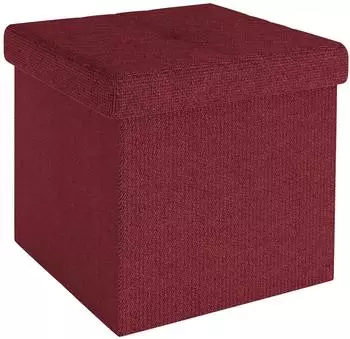Intirilife Sitzw&uuml;rfel faltbar 30x30x30cm Granatrot mit Stauraum (IL-100473)