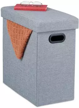 Relaxdays Falthocker mit Stauraum, gepolstert, 48L, 150kg