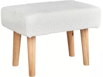 Beliani Takoma Hocker Bouclé weiß, Holzbeine (372389)