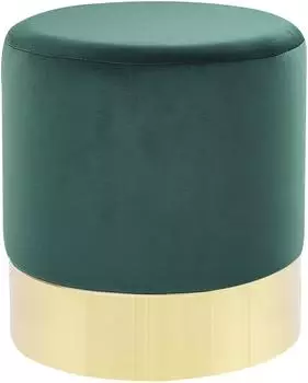 Beliani Sophia Runder Samtpouf Dunkelgrün, Goldener Metallfuß (Sophia)