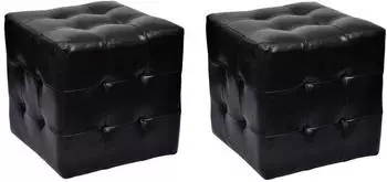 vidaXL W&uuml;rfelhocker 2er-Set, Kunstleder, schwarz (60740)