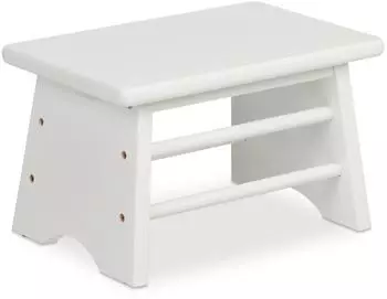 Relaxdays Fu&szlig;bank Bambus, 33x20x21,5cm, wei&szlig; (10046320)