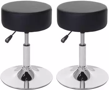 Mendler HWC-C22 Sitzhocker 2er-Set h&ouml;henverstellbar &Oslash;35cm Kunstleder schwarz (61189)