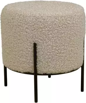House Nordic Alford Sitzhocker rund, Boucl&eacute;-Stoff, schwarz/beige (Alford)