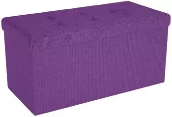 Intirilife Faltbare Sitzbank mit Stauraum 76x38x38cm, Textil, Lila
