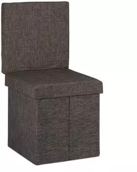 Relaxdays Faltbarer Sitzhocker mit Lehne, Aufbewahrung, Braun (10020372)