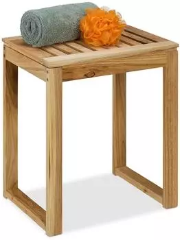 Relaxdays Hocker Holz, 46x40x30cm, bis 80kg, natur