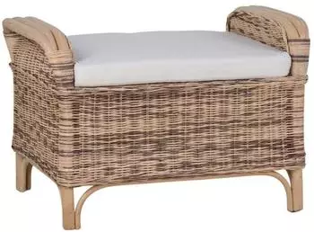 MiaM&ouml;bel Hocker 'Panama' Rattan/Massivholz, 100% Baumwolle, honigbraun (80109)