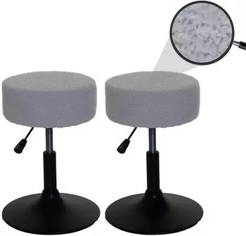 MCW C22 Sitzhocker 2er-Set, H&ouml;henverstellbar, Boucl&eacute; 450g/m&sup2;, &Oslash;37cm, Grau (MCW-C22)