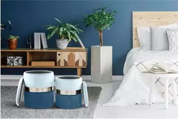 Kayoom Zora 125 Stauraumhocker 2er-Set Samt Hellblau/Silber/Blau (Zora 125)