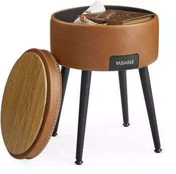 Vasagle EKHO Sitzhocker mit Stauraum, Kunstleder, karamellbraun (LOM005K01)