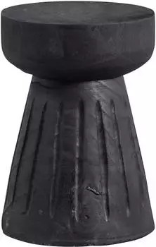 Woood Borre Sitzhocker Paulowniaholz rund Schwarz &Oslash;28x40cm