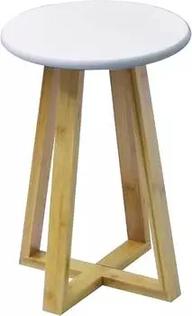 Tendance Hocker wei&szlig;es MDF-Tablett, Bambusbeine (96108210)