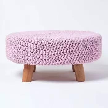 Homescapes Strick-Hocker Rund, Rosa, 62x30cm (800001061003)