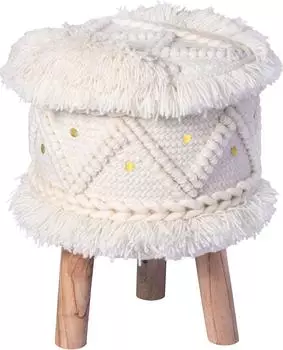 Kayoom Hocker Bohist 525 Wolle/Baumwolle Fransen & Quasten, beige (Bohist 525)