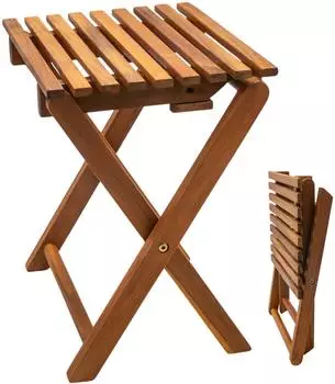 Spetebo Klapphocker Akazienholz natur ge&ouml;lt, Teak-Look, 37x29cm (985240)